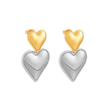 HEART EARRINGS TWO TONED