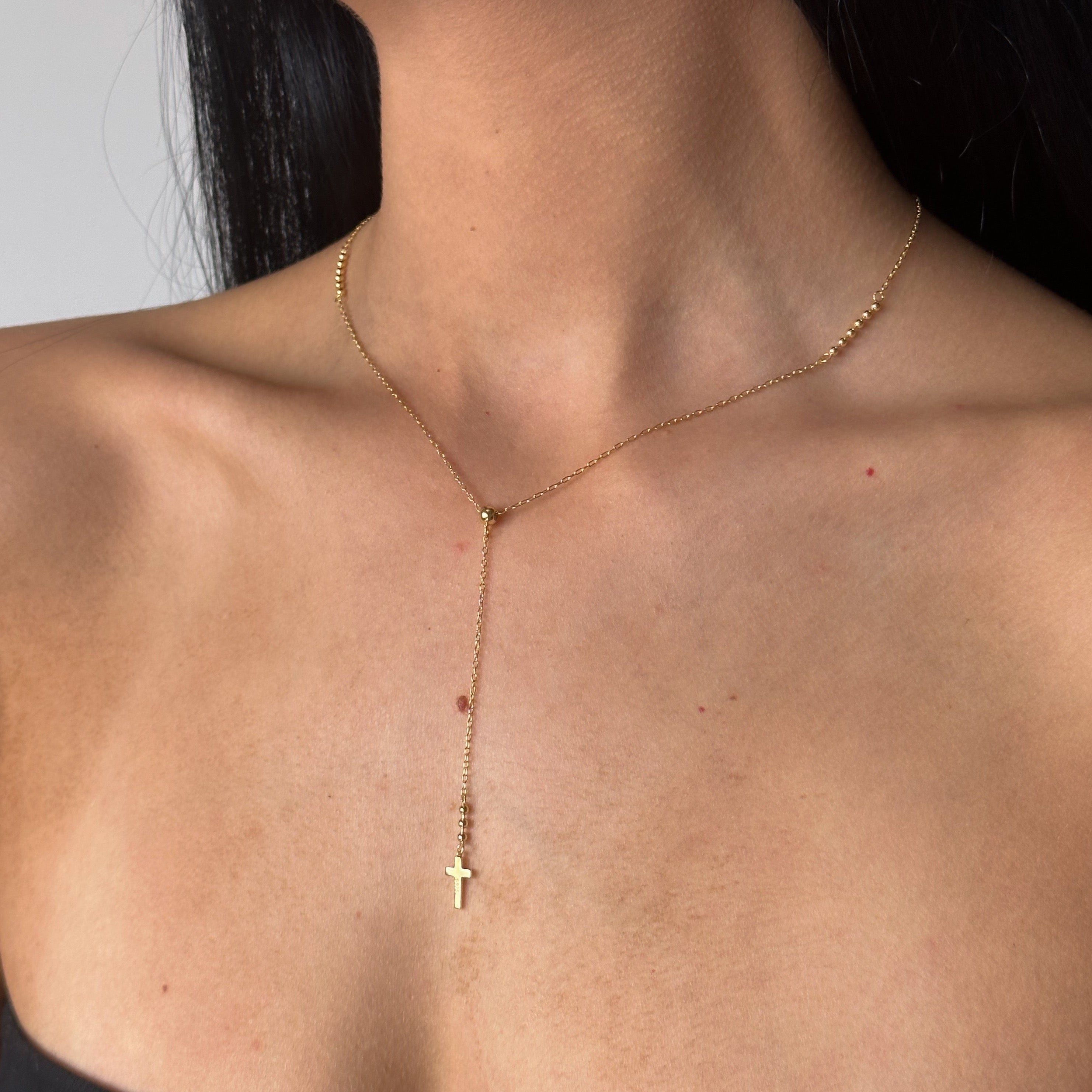 CROSS DROP NECKLACE GOLD - Aglaea Jewellery