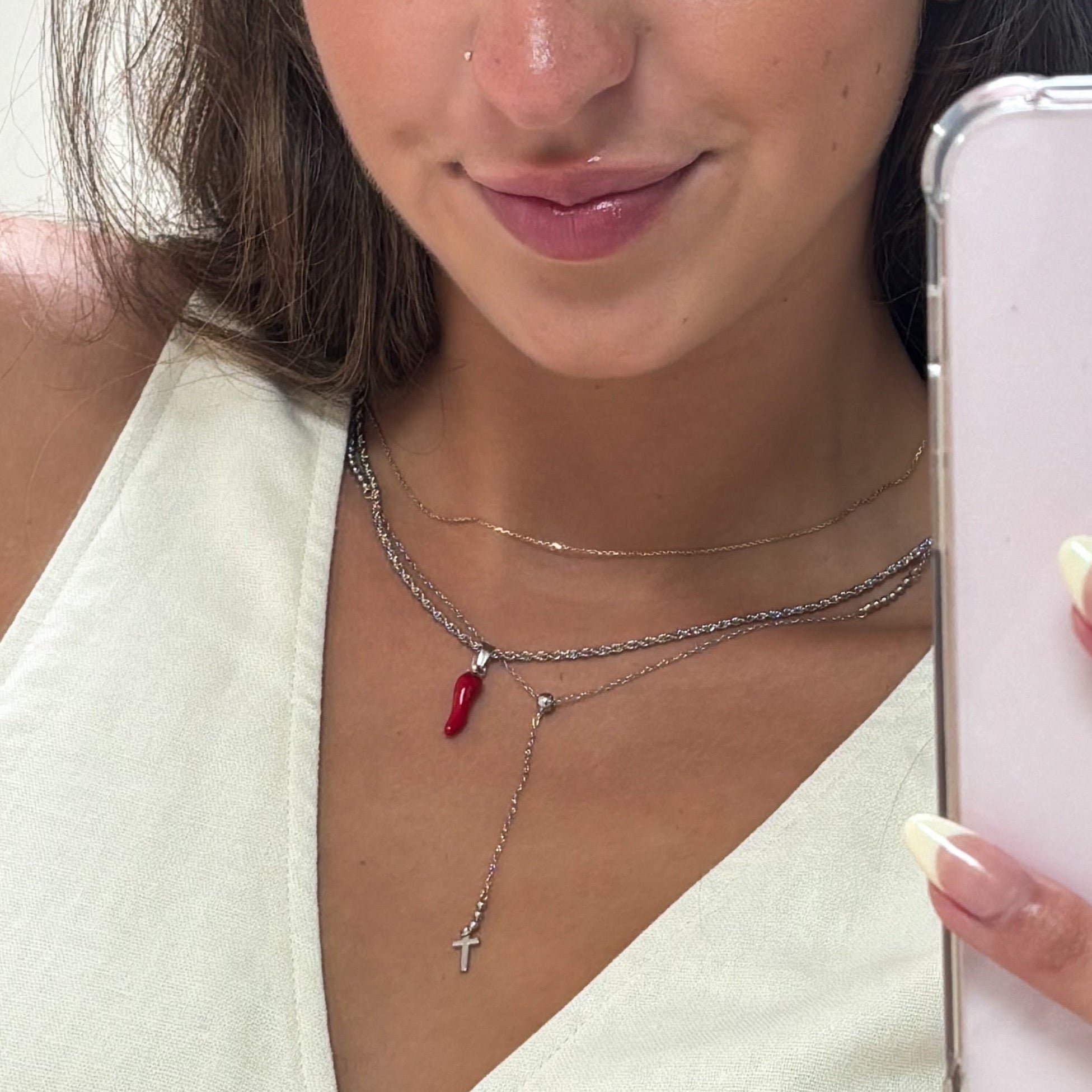 CROSS DROP NECKLACE SILVER - Aglaea Jewellery