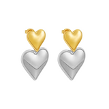 HEART EARRINGS GOLD AND SILVER