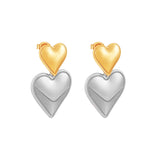 HEART EARRINGS GOLD AND SILVER