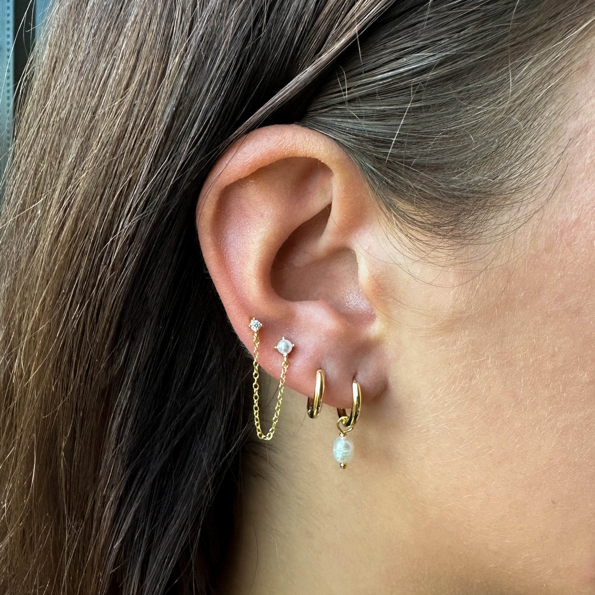 VICTORIA PEARL HOOPS GOLD - Aglaea Jewellery