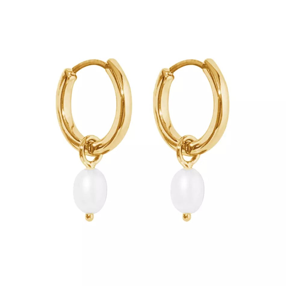 VICTORIA PEARL HOOPS GOLD - Aglaea Jewellery